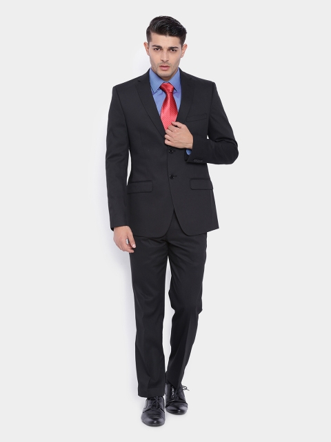 

SUITLTD Men Black Solid Single-Breasted Regular Fit Formal Suit