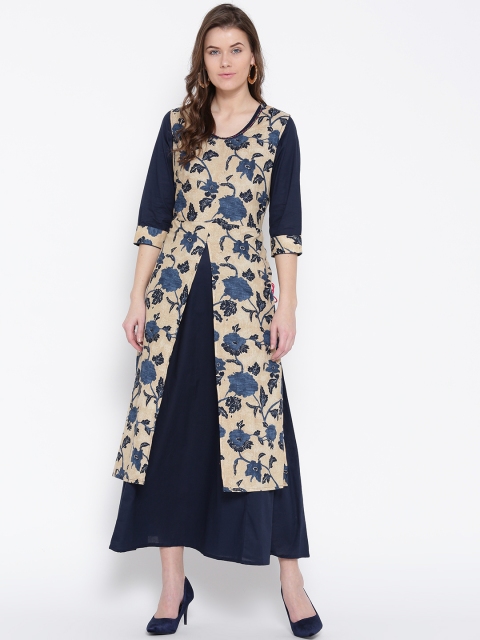 

Shree Women Navy Blue Printed Maxi Dress