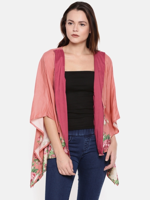 

The Kaftan Company Pink Printed Open Front Shrug