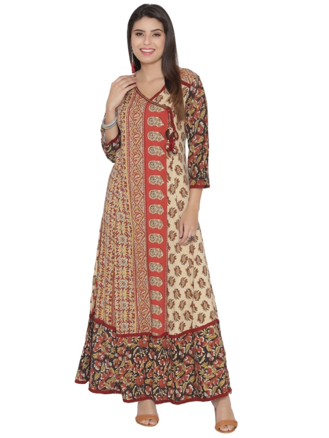 

Shree Women Beige & Red Printed Maxi Dress