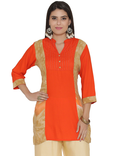 

Shree Orange & Beige Solid Tunic