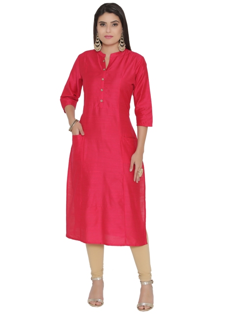 

Shree Women Pink Solid Straight Kurta