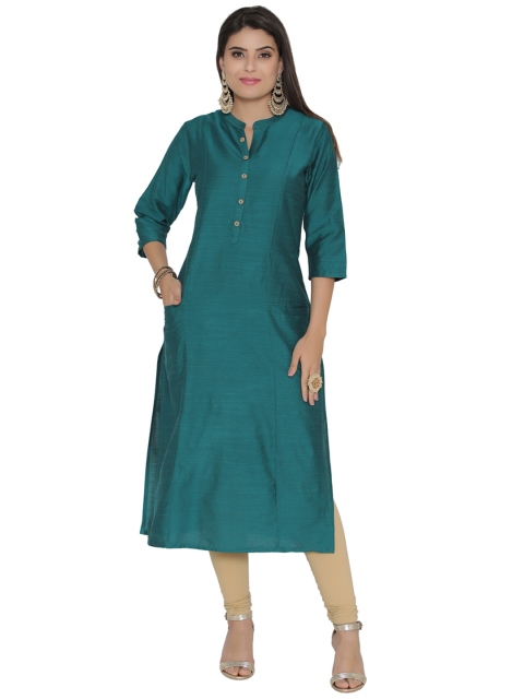 

Shree Women Green Solid Straight Kurta