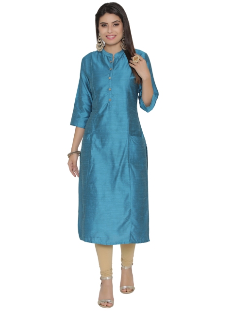 

Shree Women Blue Solid Straight Kurta