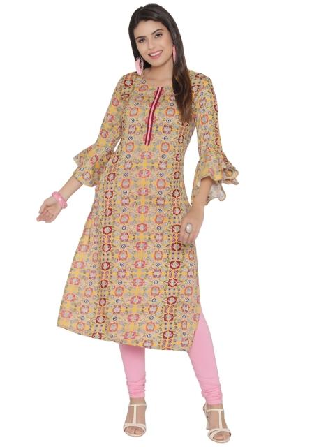 

Shree Women Multicoloured Floral Print Straight Kurta, Multi