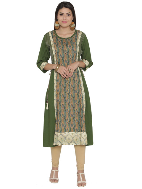 

Shree Women Green Printed A-Line Kurta