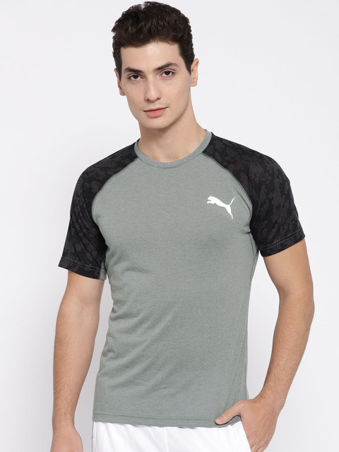 

Puma Men Grey Melange Solid Round Neck drirelease SS GRAPHIC T-shirt
