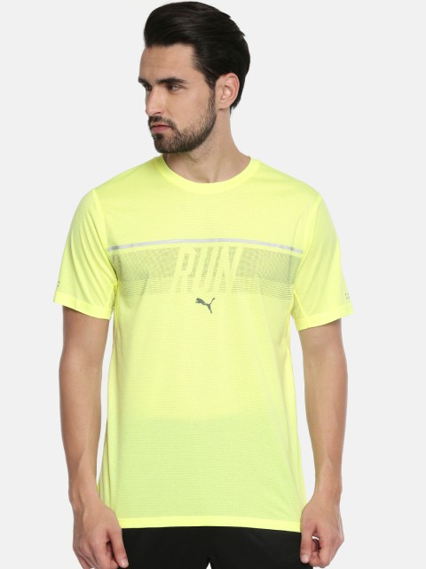 

Puma Men Yellow Printed Run dry-CELL Technology Running T-Shirt