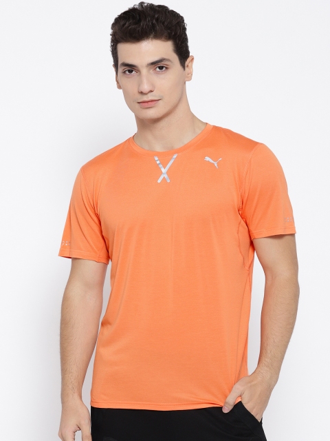 

Puma Men Peach-Coloured Solid Round Neck OceanRun S S T-shirt