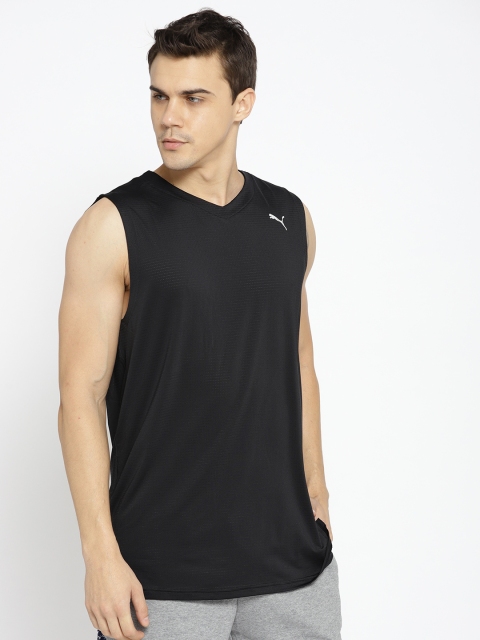 

Puma Men Black Solid V-Neck T-shirt