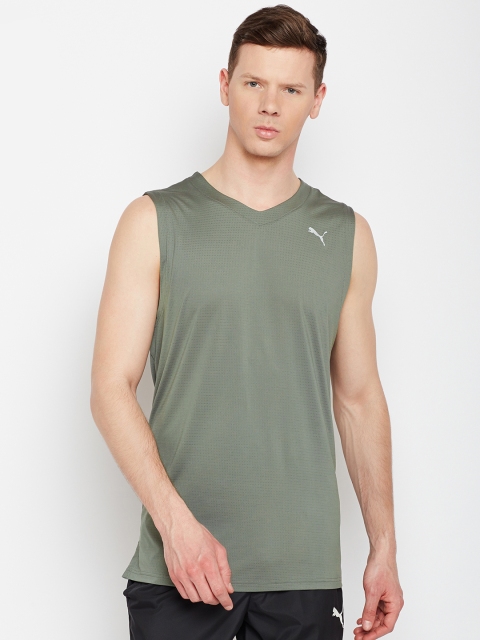 

Puma Men Grey Solid V-Neck T-shirt