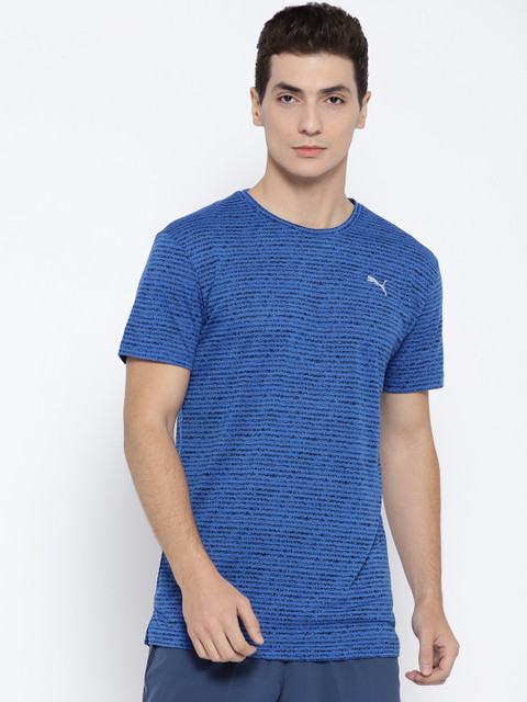 

Puma Men Blue Striped drirelease Graphic T-shirt