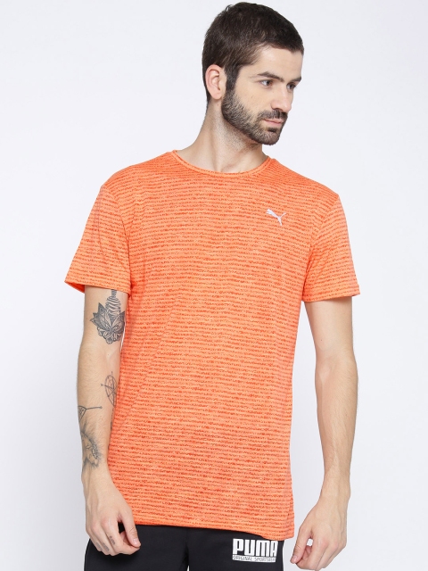 

Puma Men Orange Dri-Release Graphic Striped T-shirt