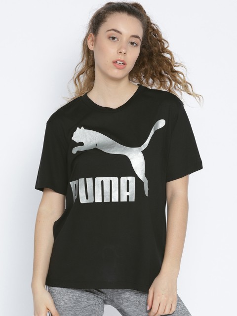 

Puma Women Black Classics Logo Print T-shirt