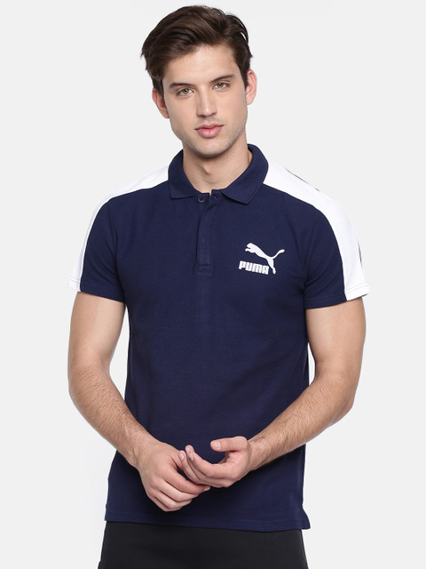 

Puma Men Navy Blue Solid Archive T7 Polo Collar T-shirt