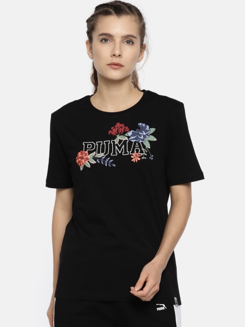 

Puma Women Black Printed Round Neck T-shirt