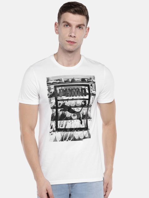 

Puma Men White Printed Round Neck T-shirt