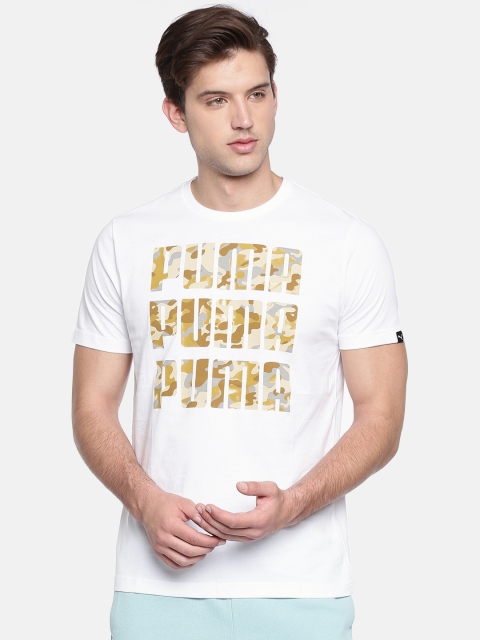 

Puma Men White Printed Round Neck T-shirt