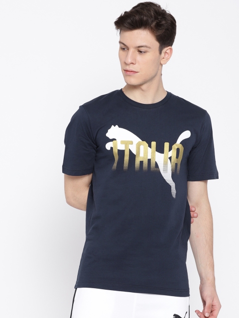 

Puma Men Navy FIGC Italia Fanwear Graphic Print T-shirt, Navy blue