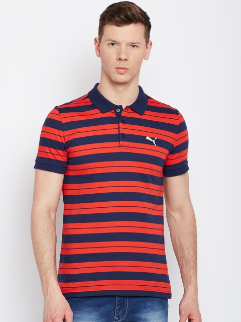 

Puma Men Red Striped Polo Collar T-shirt