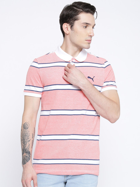 

Puma Men Pink & White India Stripe Pique Polo T-shirt