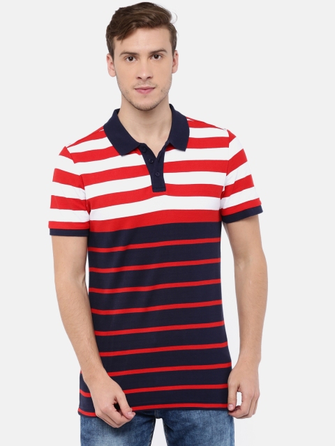 

Puma Men Navy Blue Striped Polo Collar T-shirt