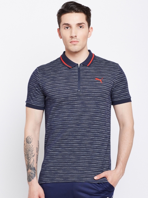

Puma Men Navy Blue Solid Polo Collar T-shirt