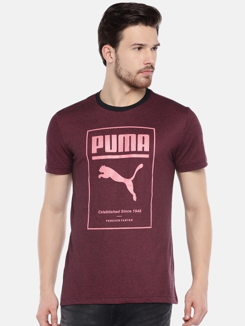

Puma Men Burgundy Printed Round Neck Slim Fit T-shirt