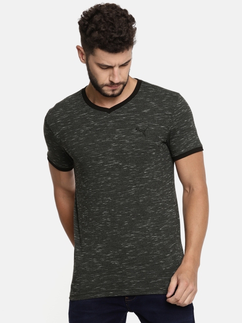 

Puma Men Charcoal Grey Solid Round Neck T-shirt