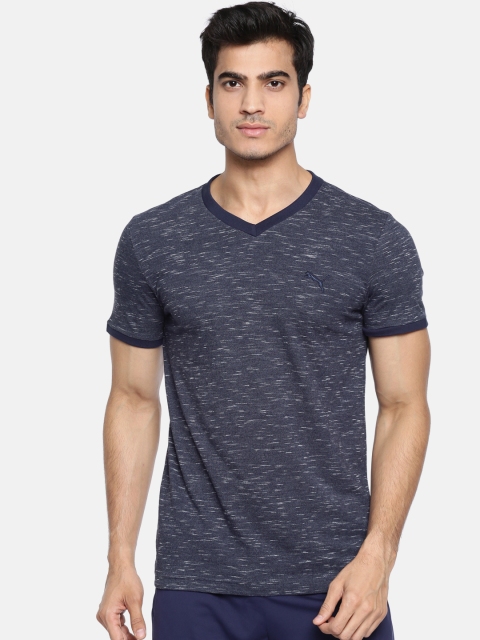 

Puma Men Navy Blue Solid Slub V-Neck T-shirt