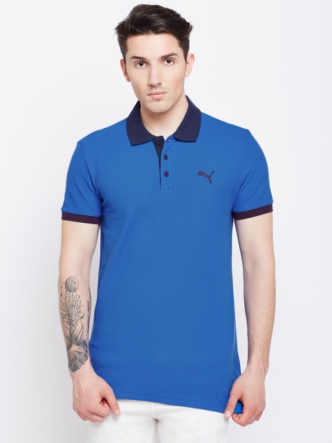 

Puma Men Blue Solid Polo Collar T-shirt