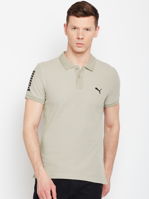 

Puma Men Olive Solid Polo Collar T-shirt