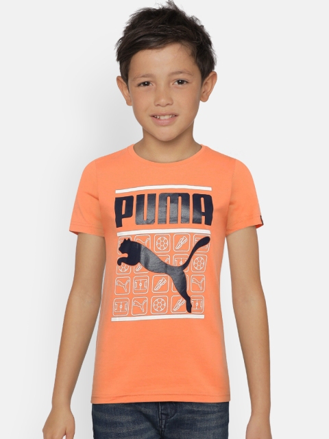 

Puma Boys Orange Style Graphic Printed Round Neck T-shirt