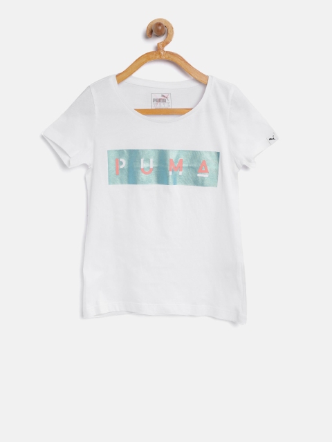 

Puma Girls White Printed Round Neck T-shirt