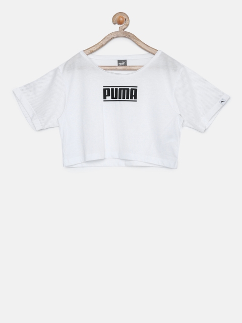 

Puma Girls White Printed Round Neck T-shirt
