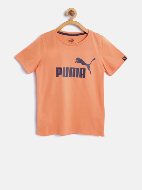 

Puma Boys Orange ESS No.1 Solid Round Neck T-shirt