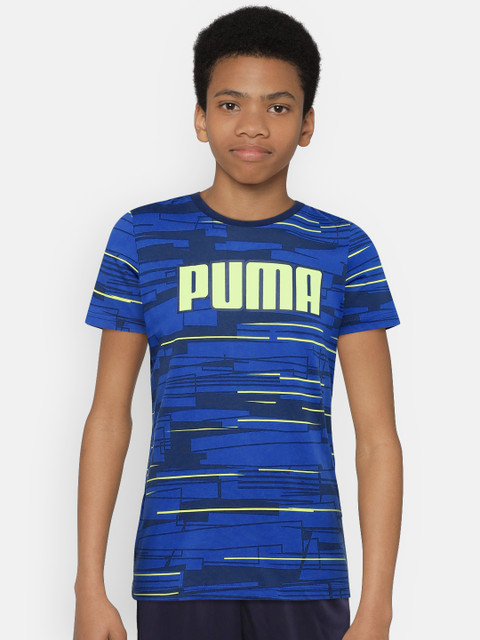 

Puma Boys Blue Printed Round Neck T-shirt