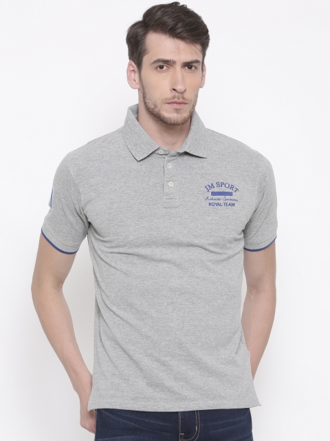 

JM Sport Men Grey Slim Fit Solid Polo Collar T-shirt