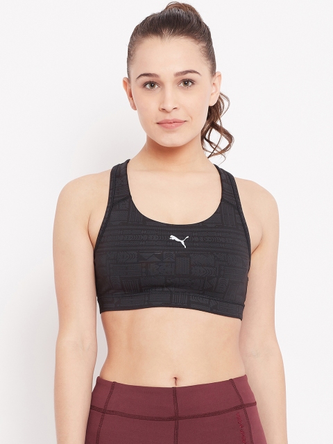 

Puma Black & Grey Printed Non-Wired Non Padded Sports Bra