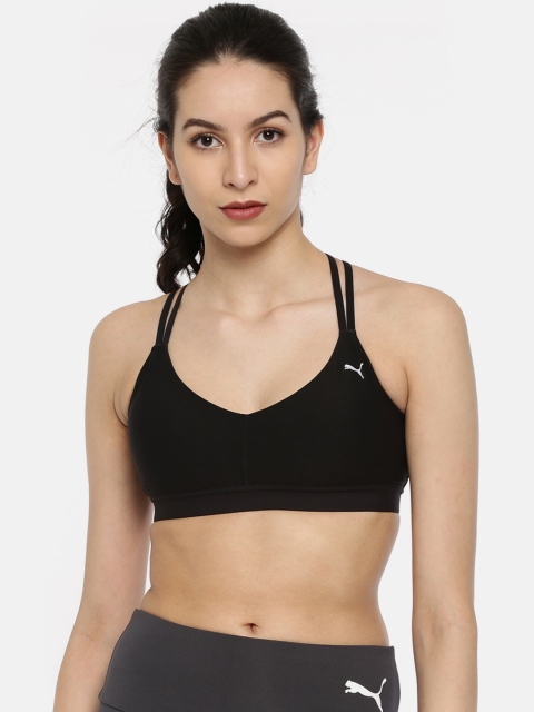 

Puma Blue Solid Lightly Padded Yogini Lux Strappy Sports Bra 51648401, Black