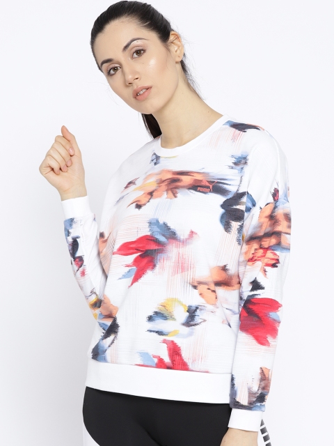 

Puma Women White Classics Logo T7 Crew AOP Printed Sweatshirt
