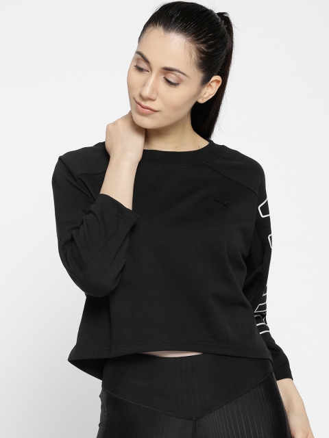 

Puma Black Fusion 7 8 Brand Print Crop Sweatshirt