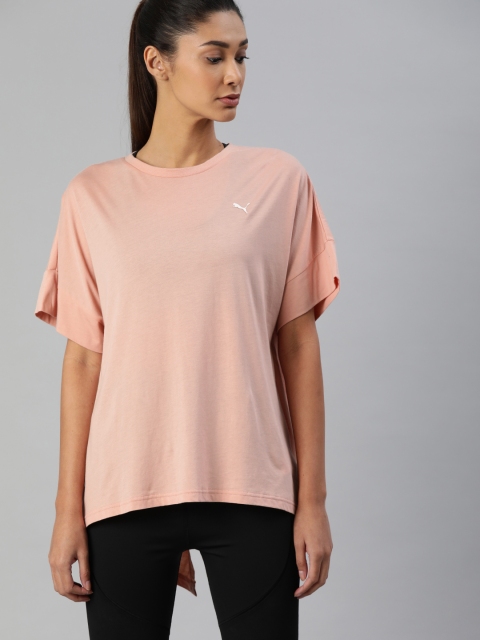 

Puma Women Peach-Coloured Solid Evo Styled Back Top