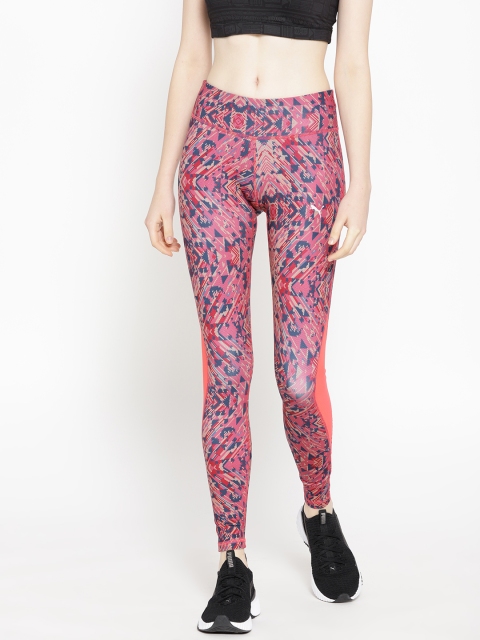 

Puma Women Pink & Blue Printed All Eyes On Me Mesh Sports Tights