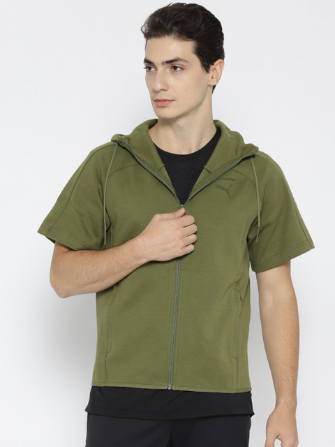 

Puma Olive Green Pace Trend SS Solid Sporty Jacket