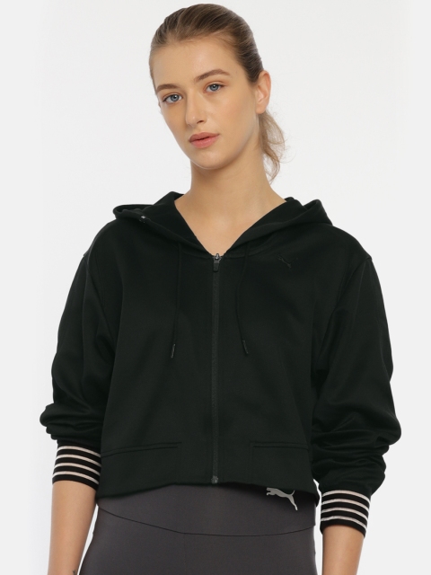 

Puma Women Black Solid FUSION FZ Hooded Sporty Jacket
