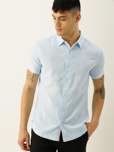 

United Colors of Benetton Men Blue Slim Fit Solid Casual Shirt