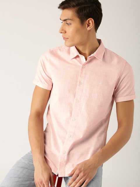 

United Colors of Benetton Men Pink Slim Fit Solid Casual Shirt