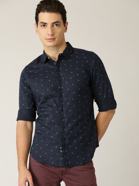 

United Colors of Benetton Men Navy Blue Slim Fit Floral Print Casual Shirt