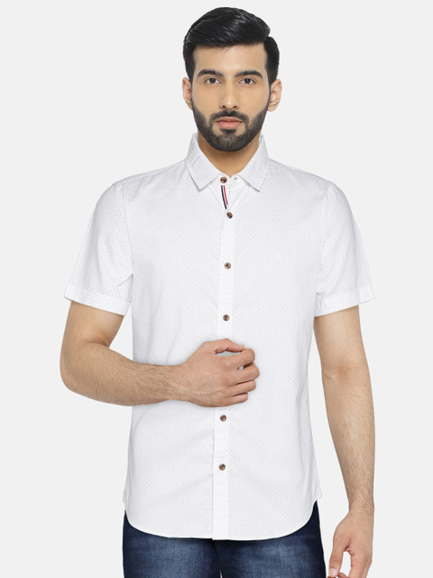 

United Colors of Benetton Men White Slim Fit Printed Casual Shirt